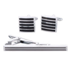 Vittorio Vico Plain Cufflink & Tie Bar Set in Gift Box