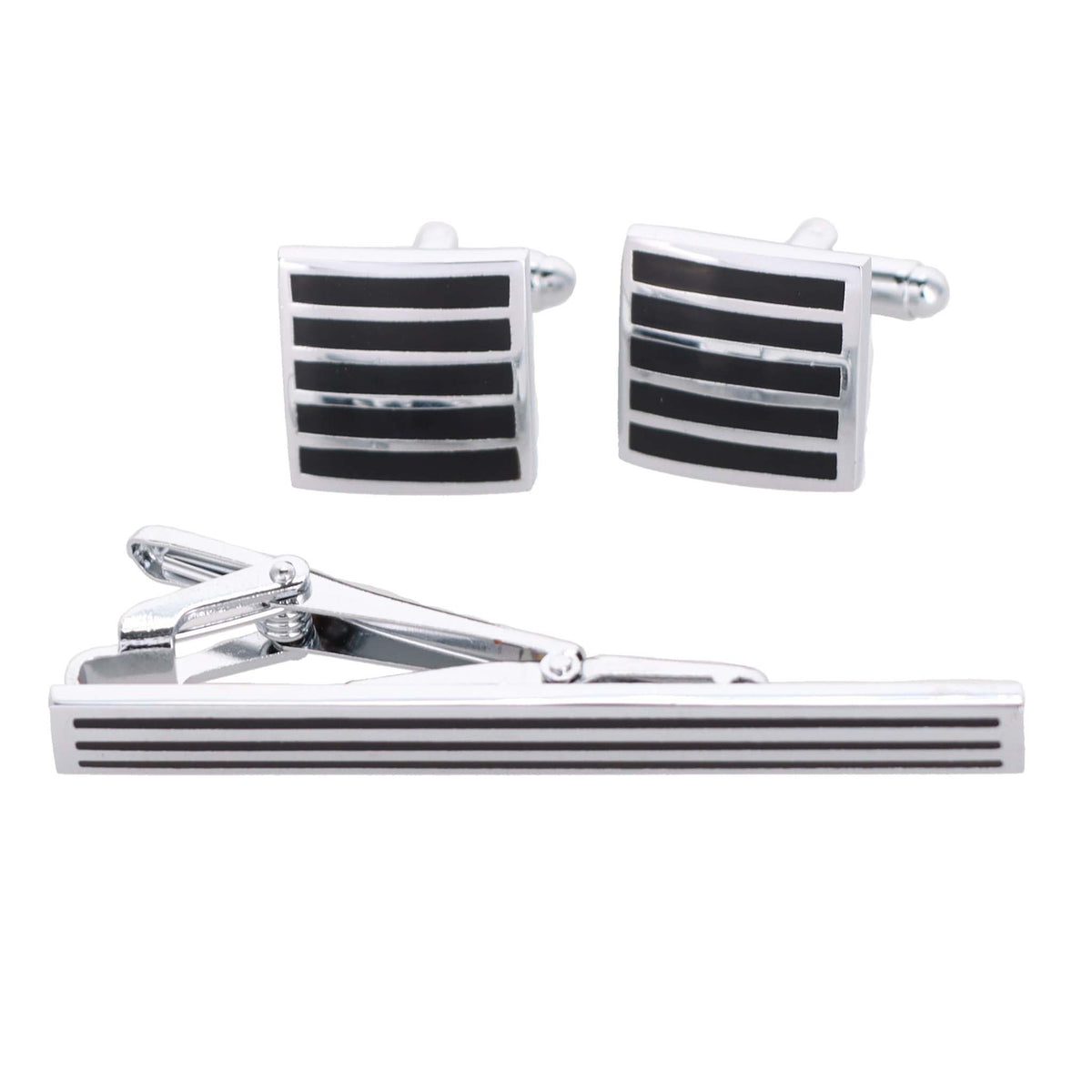 Vittorio Vico Plain Cufflink & Tie Bar Set in Gift Box