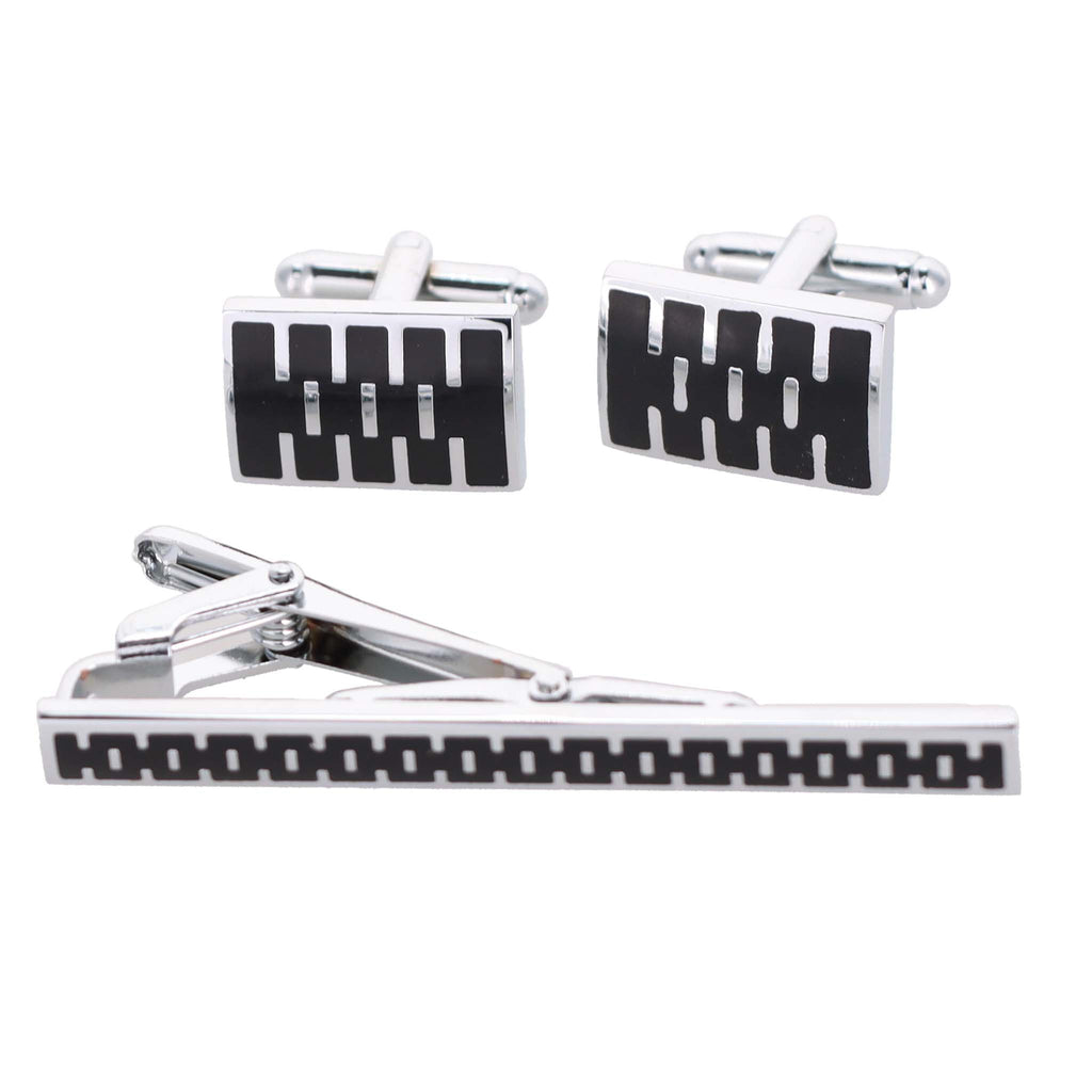 Vittorio Vico Plain Cufflink & Tie Bar Set in Gift Box
