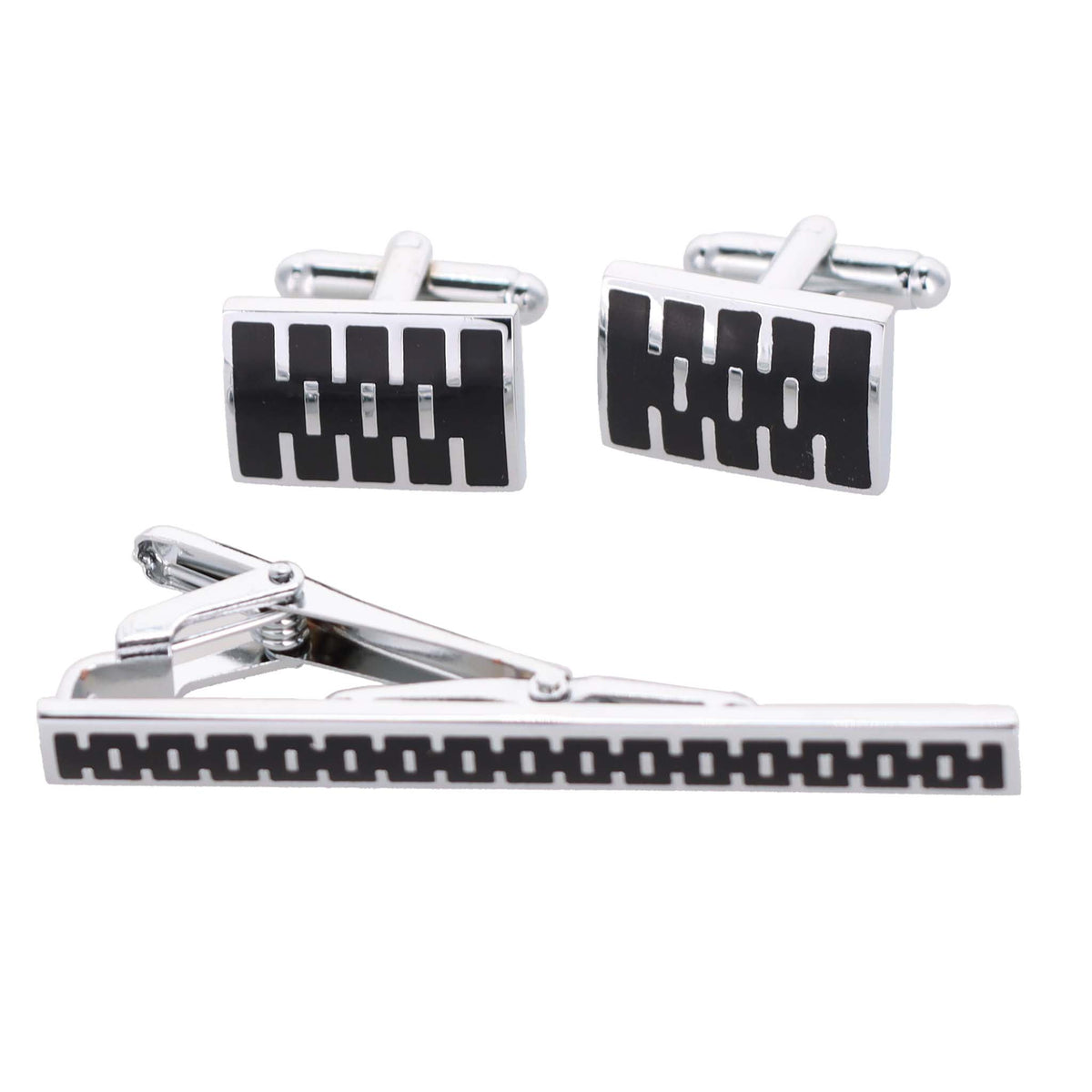 Vittorio Vico Plain Cufflink & Tie Bar Set in Gift Box