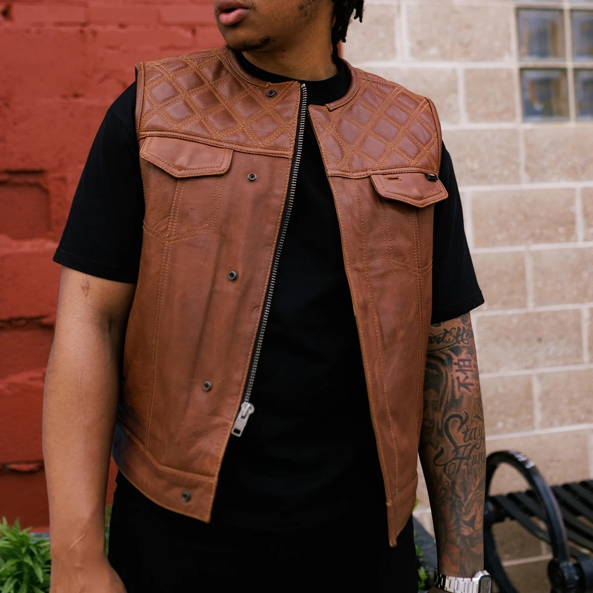 Timber Men's motorcycle leather vest (limited edition)
