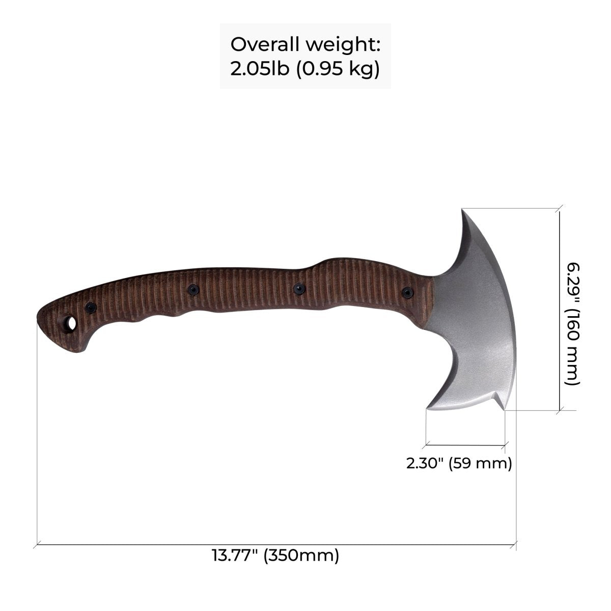 Combat tomahawk "Barong" with polymer composite handle