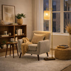 Brizo Bamboo Lampshade Floor Lamp Dark brown and Bronze