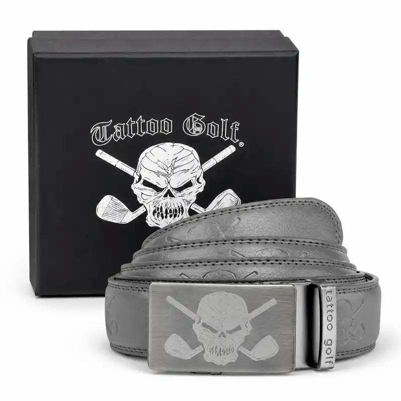 Leather Ratchet Belt - One Size Fits Most (Grey)