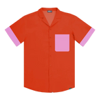 Men’s Short Sleeve Tailored Fit Button-Down Shirt – Coral Flame