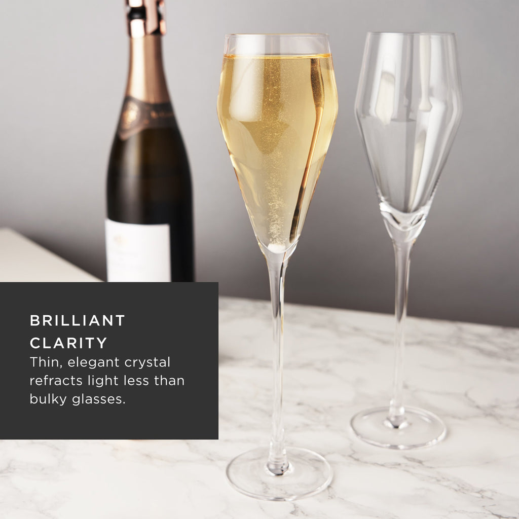 Raye Angled Crystal Prosecco Glasses Set of 2