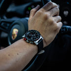 CR-01 - Chrono Watch with Italian Leather Strap - Jet Black