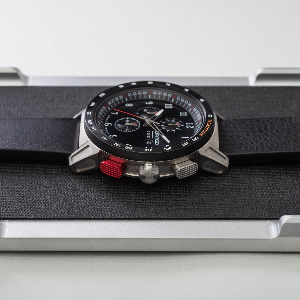 CR-01 - Chrono Watch with Italian Leather Strap - Jet Black