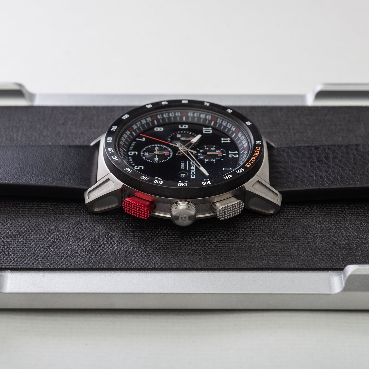 CR-01 - Chrono Watch with Italian Leather Strap - Jet Black