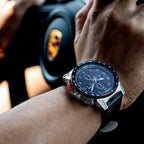 CR-01 - Chrono Watch with Italian Leather Strap - Jet Black