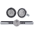Vittorio Vico Rhinestone Cufflinks & Tie Bar Set in Gift Box
