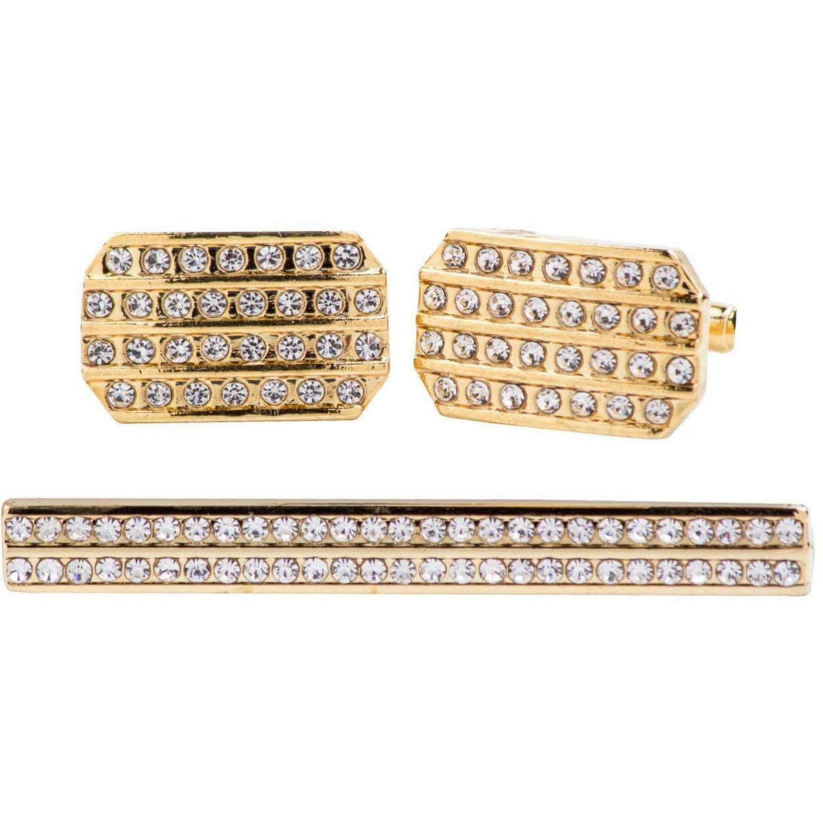 Vittorio Vico Rhinestone Cufflinks & Tie Bar Set in Gift Box