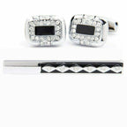 Vittorio Vico Rhinestone Cufflinks & Tie Bar Set in Gift Box