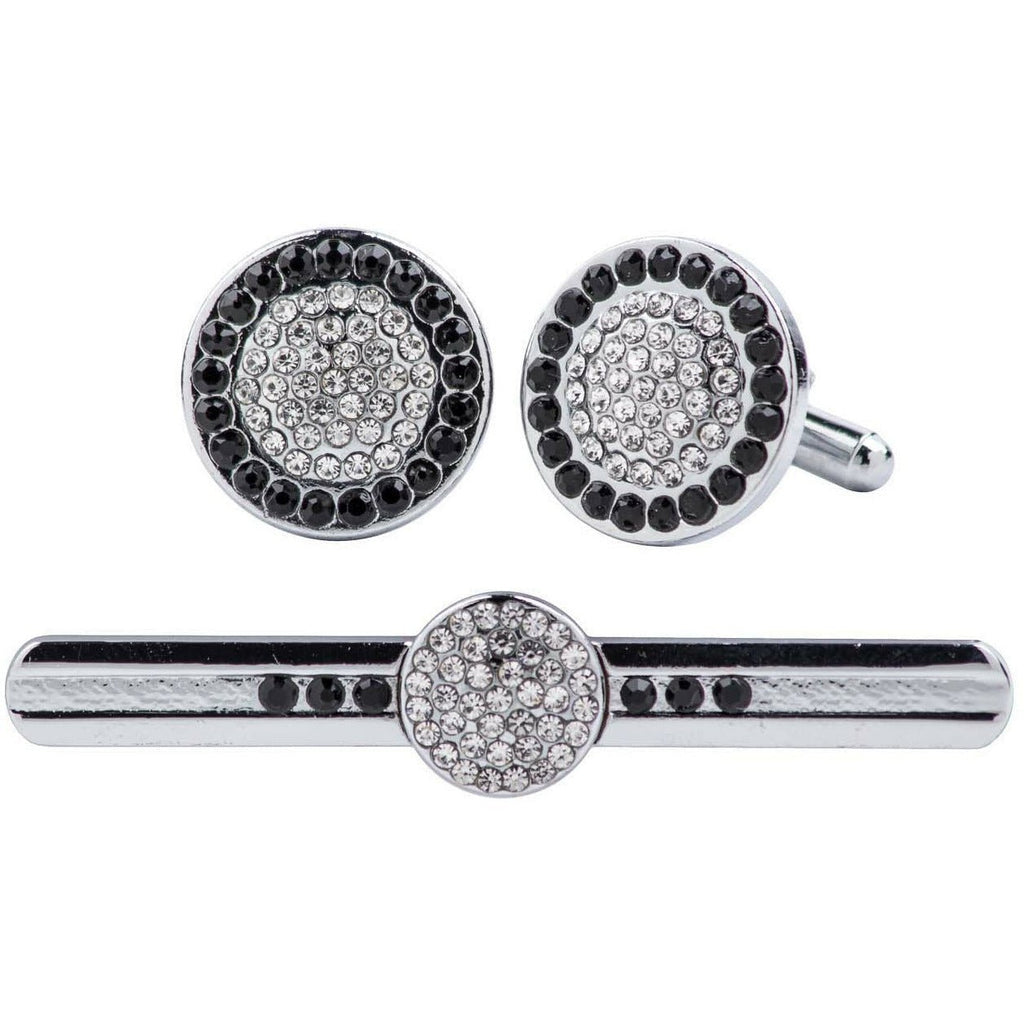 Vittorio Vico Rhinestone Cufflinks & Tie Bar Set in Gift Box