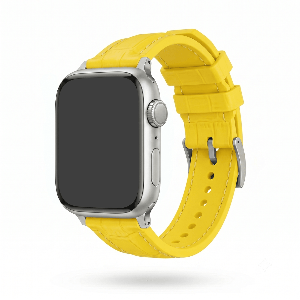 Croc Rubber - For Apple Watch - Yellow with White