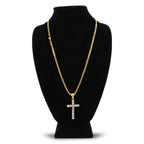 Cubic Zirconia Cross Pendant 14K Gold Plated Necklace Set