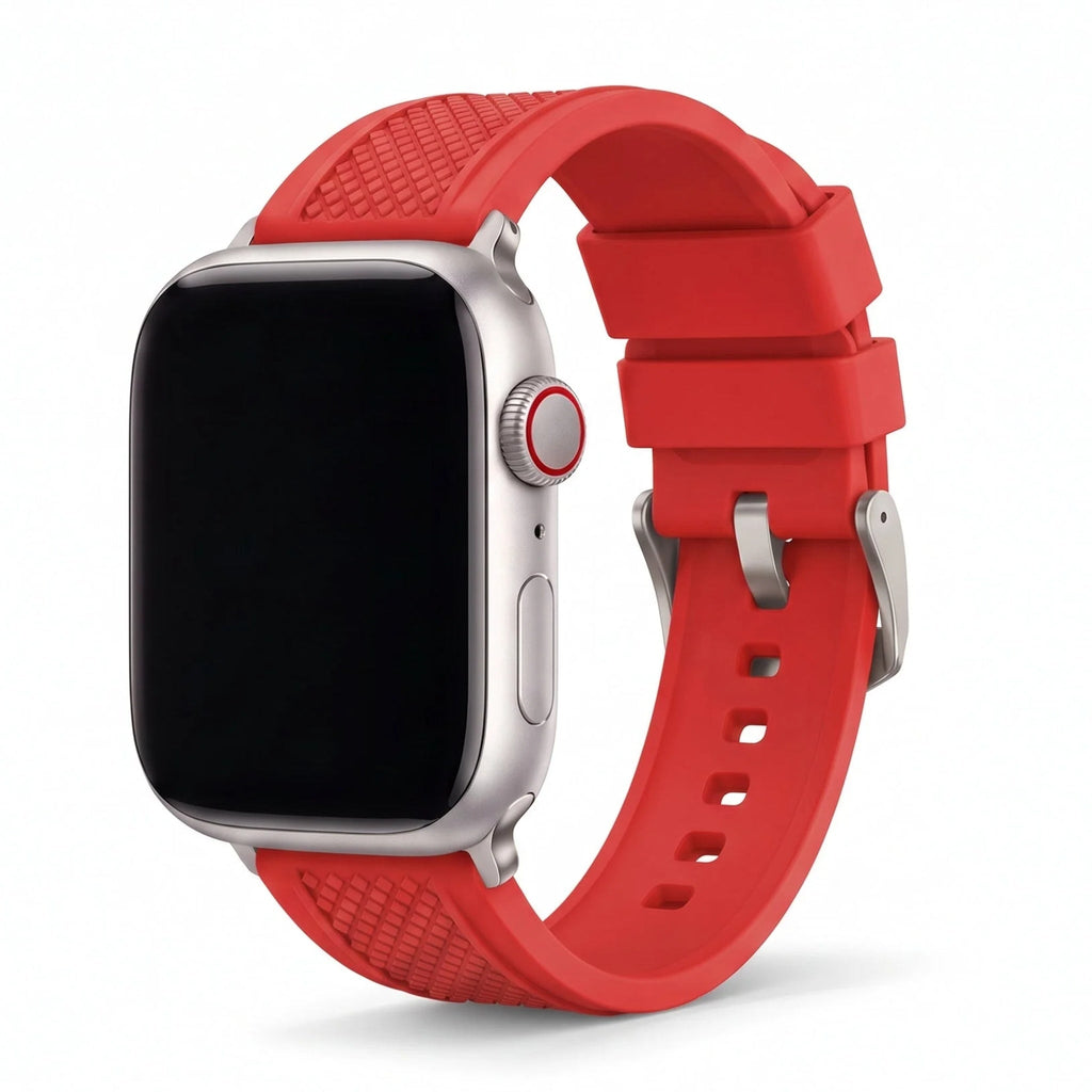 Crosshatch Rubber Band – For Apple Watch - Red