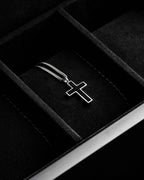 Stone Cross Pendant - Sterling Silver Set
