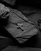 Stone Cross Pendant - Sterling Silver Set
