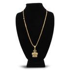 Crown Cubic Zirconia Pendant Necklace Set 14K Gold Plated