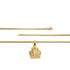 Crown Cubic Zirconia Pendant Necklace Set 14K Gold Plated