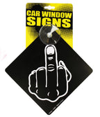 Middle Finger FU Funny Plastic Car Window Suction Cup Decal Sign - Made in USA