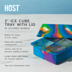 2" Ice Cube Tray with Lid in Colored Marble