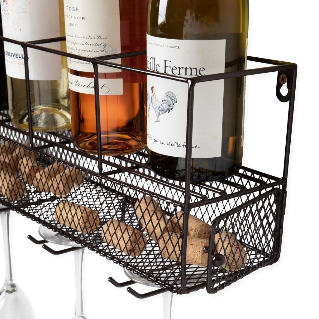 Wall Mounted Wire Wine Shelf and Cork Cage