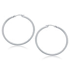 10k White Gold Polished Hoop Earrings (40 mm)