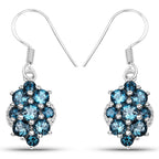 4.32 Carat Genuine London Blue Topaz .925 Sterling Silver Earrings