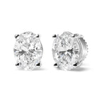 14K White Gold 2.0 Cttw Prong Set Lab Grown Oval Diamond Solitaire Stud Earring (F-G Color, VS1-VS2 Clarity)