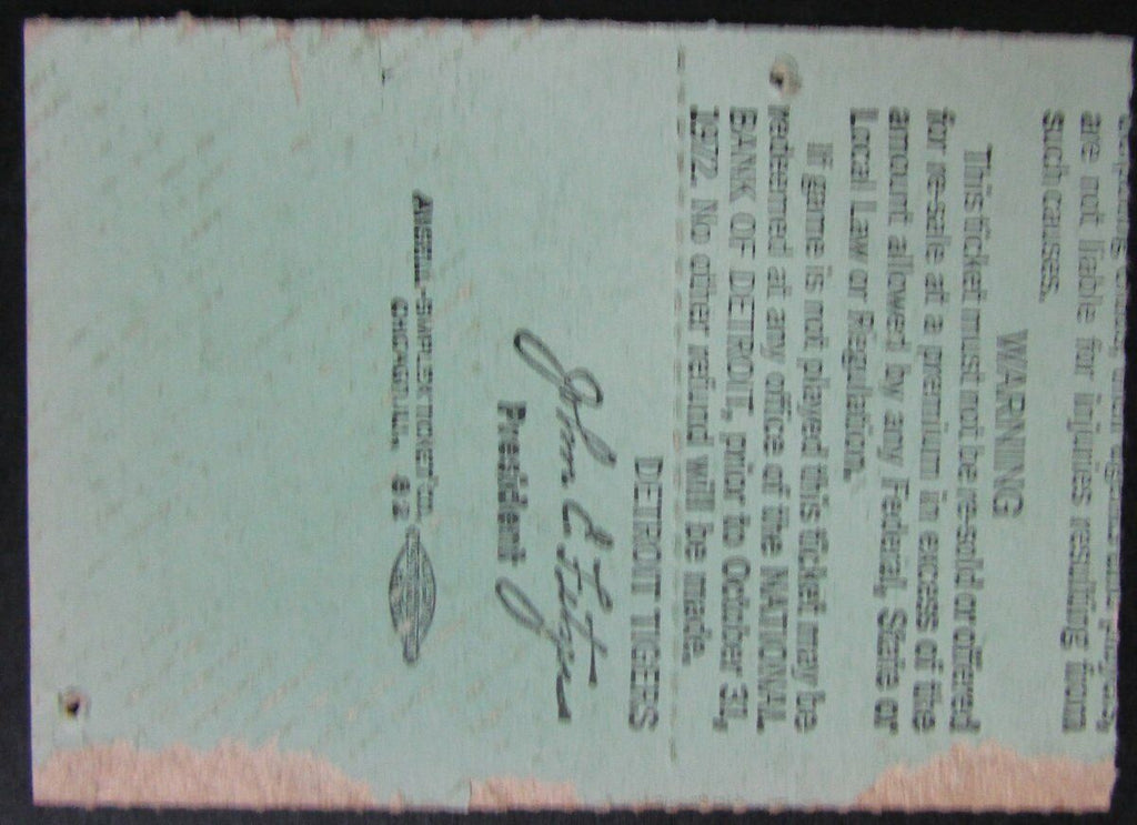 1972 Detroit Tigers Sample ALCS Ticket vs. Oakland A's Game 4 145444