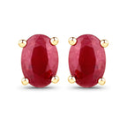 1.04 Carat Genuine Ruby 14K Yellow Gold Earrings