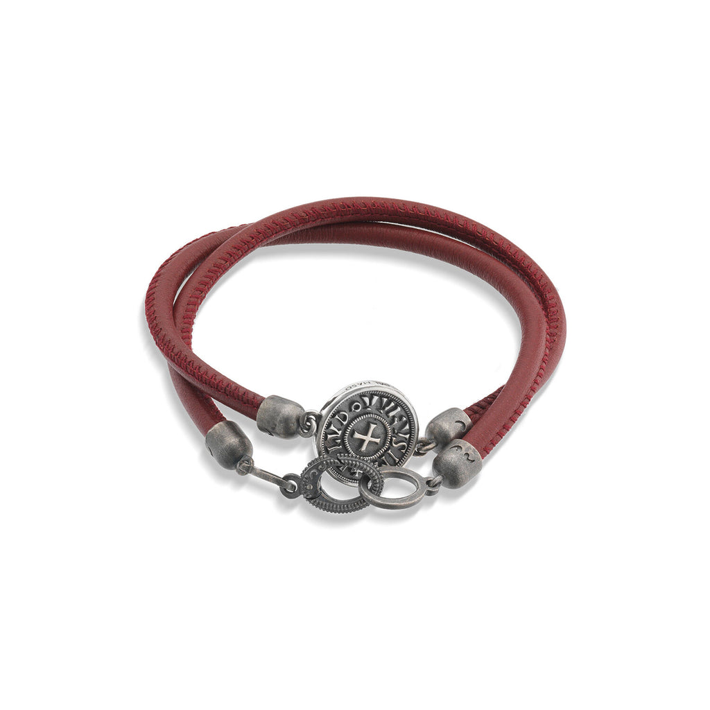 Moneta Sovereign Disc Leather Bracelet // Red
