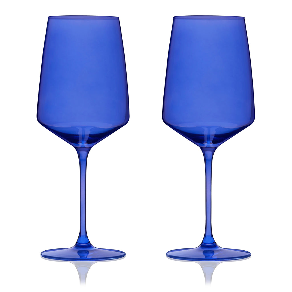 Reserve Nouveau Crystal Wine Glasses in Cobalt Set of 2