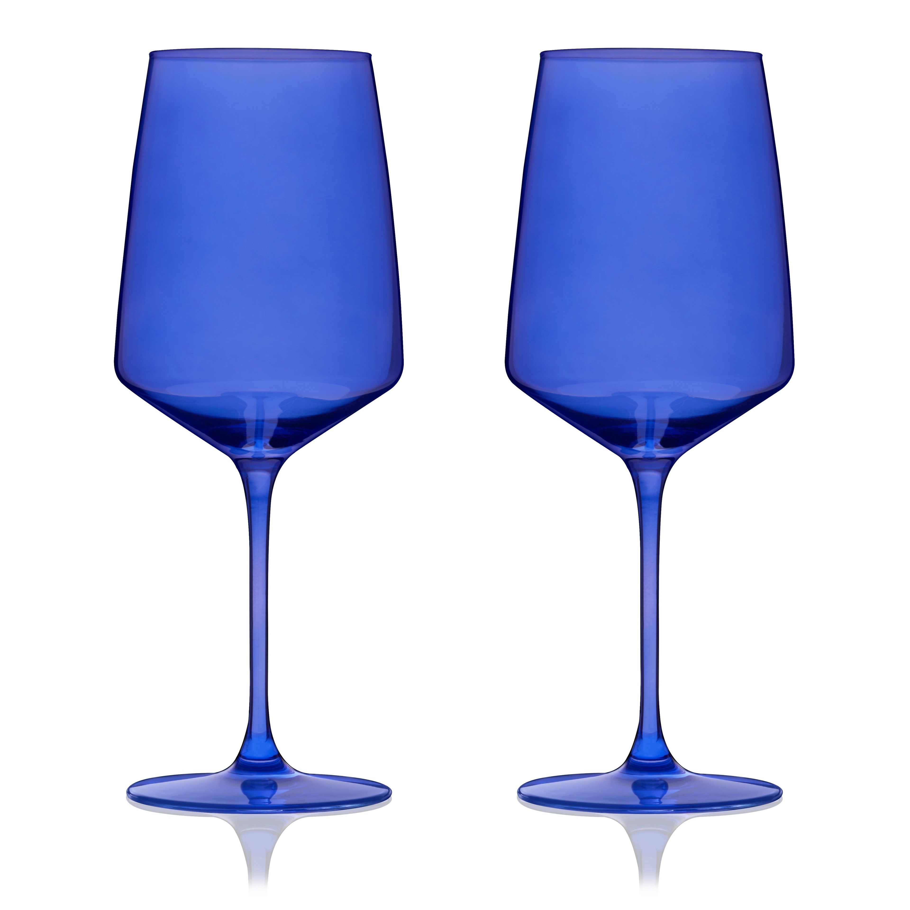 Reserve Nouveau Crystal Wine Glasses in Cobalt Set of 2