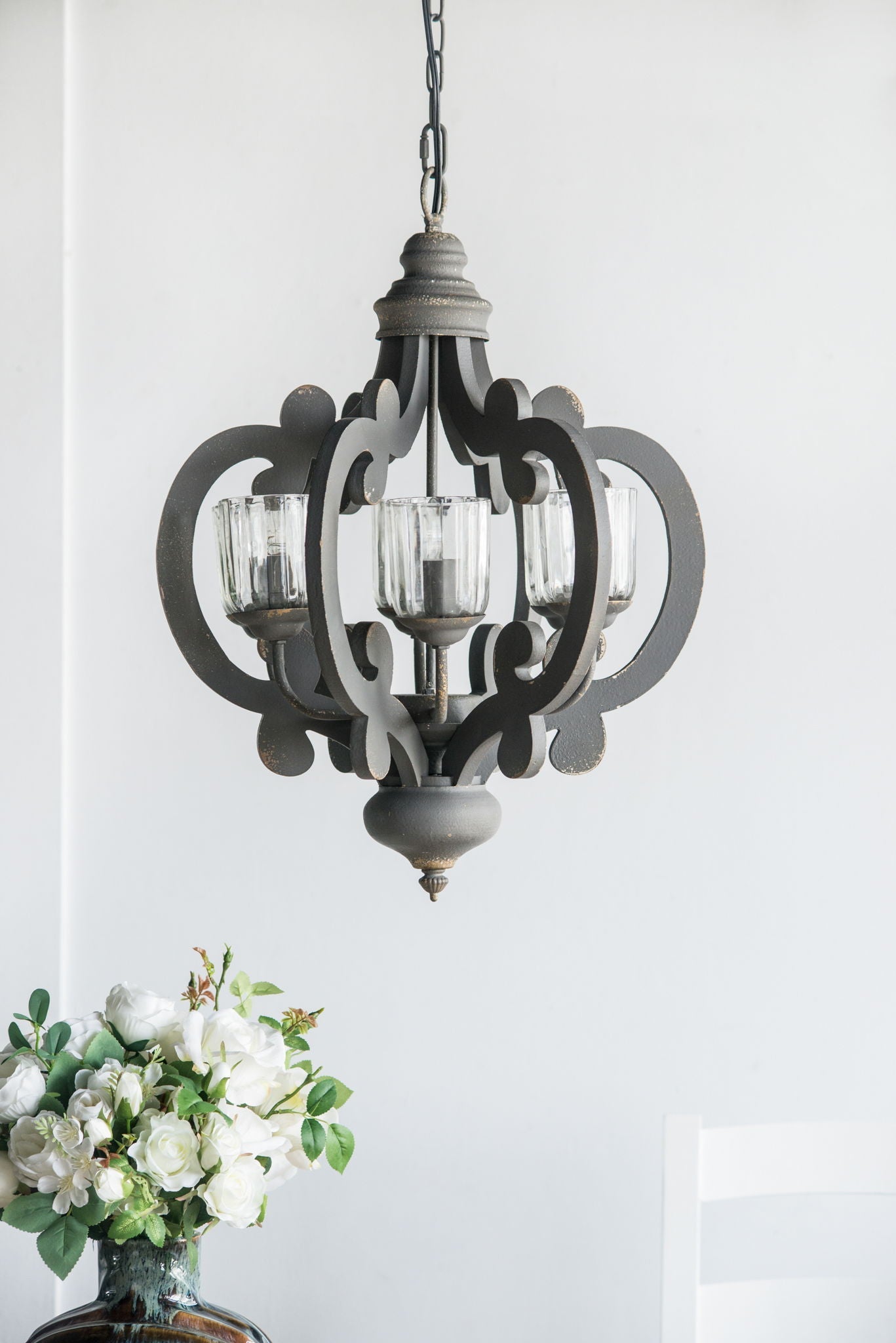 Farmhouse Chandelier, 6 Light Wood Chandelier Living Room Entryway
