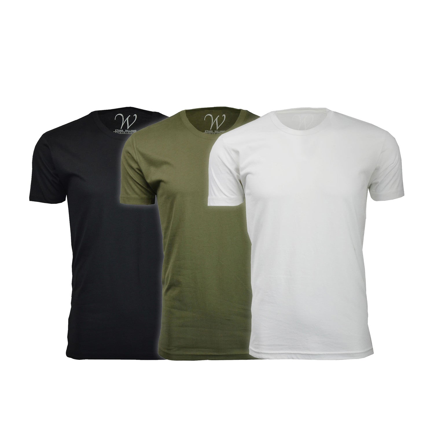 Ultra Soft Sueded Crew-Neck // Black + Military Green + White // Pack of 3