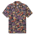 Hawaiian Shirt For Men Lonely Clouds and Free Cranes Print Shirt Camp Collar 100% Cotton