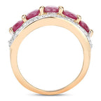 1.74 Carat Genuine Ruby and White Diamond .925 Sterling Silver Ring