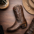 Western Collection Kansas // Python Leather Cowboy Boot // Brown