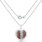 4.40 Carat Genuine Multi Stones .925 Sterling Silver Pendant