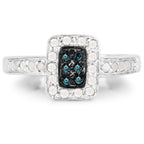 0.36 Carat Genuine Blue Diamond and White Diamond .925 Sterling Silver Ring