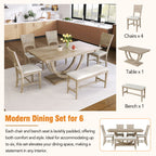 Topmax - 6 Piece Wood Half Round Dining Table Set Kitchen