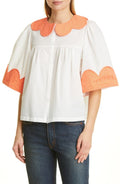 STELLA NOVA Carole Cotton Blouse White and Red