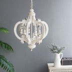 Farmhouse Chandelier, 6 Light Wood Chandelier Living Room Entryway