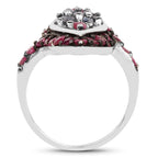 1.77 Carat Genuine Blue Sapphire and Ruby .925 Sterling Silver Ring