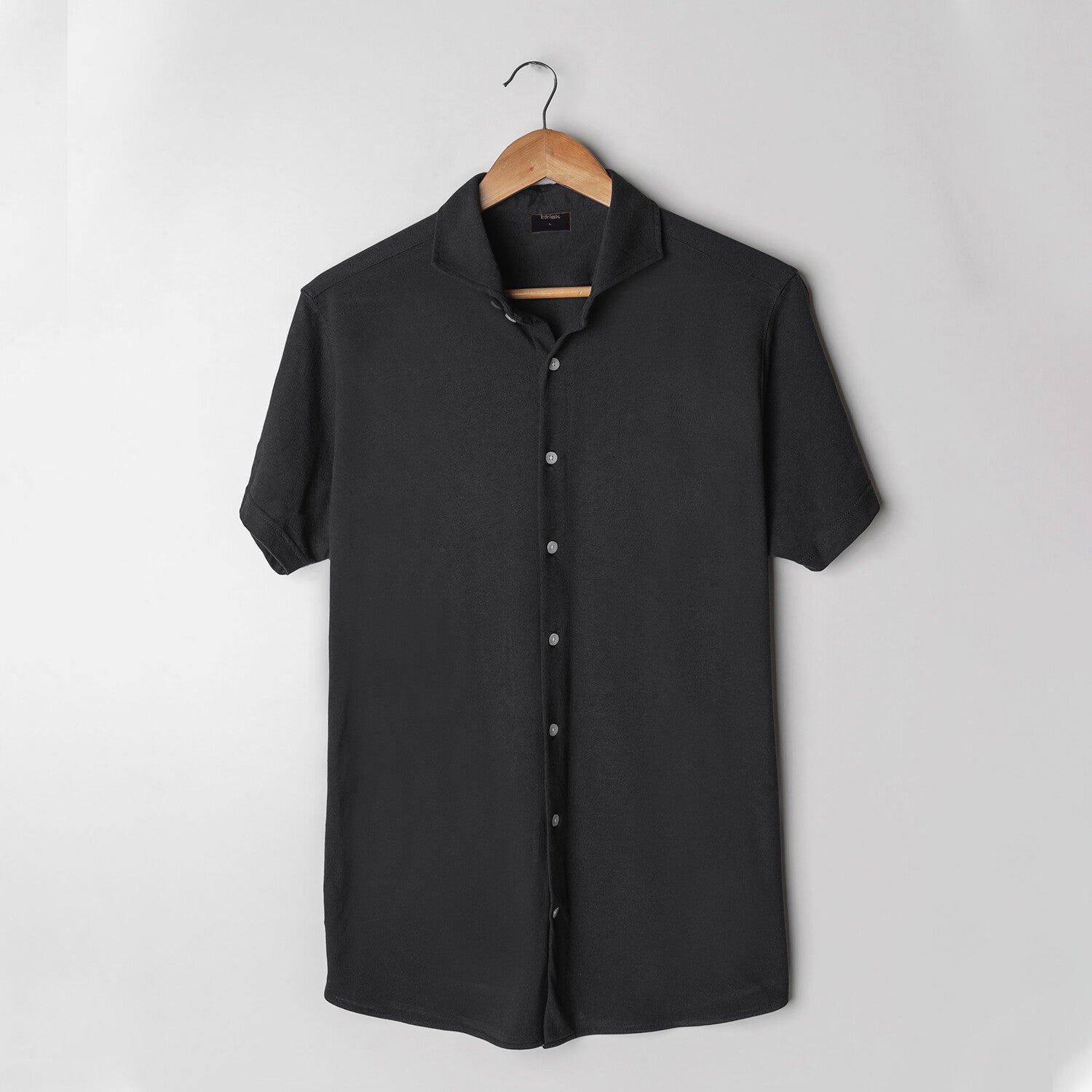 Feather Soft Piqué Button Front Shirt // Black