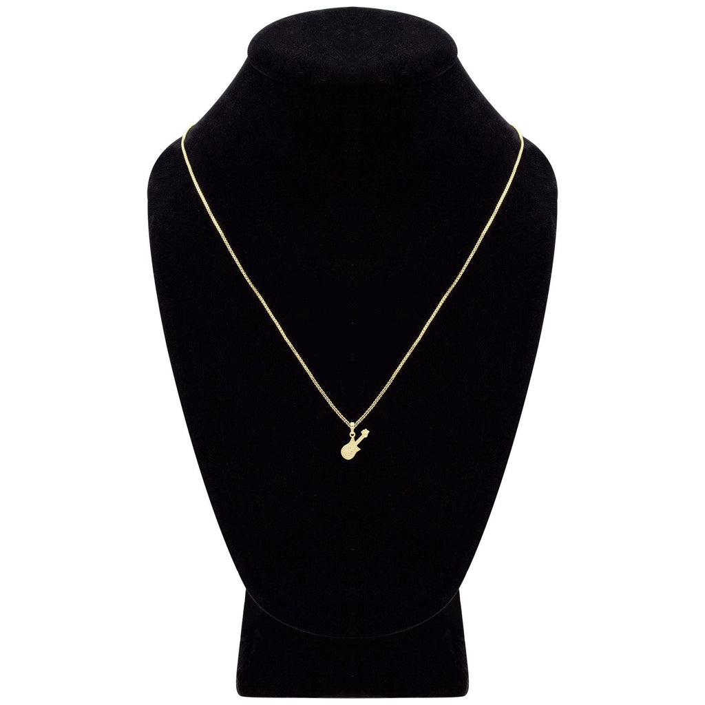 Cubic Zirconia 14K Gold Filled Rock Guitar Pendant Necklace Set