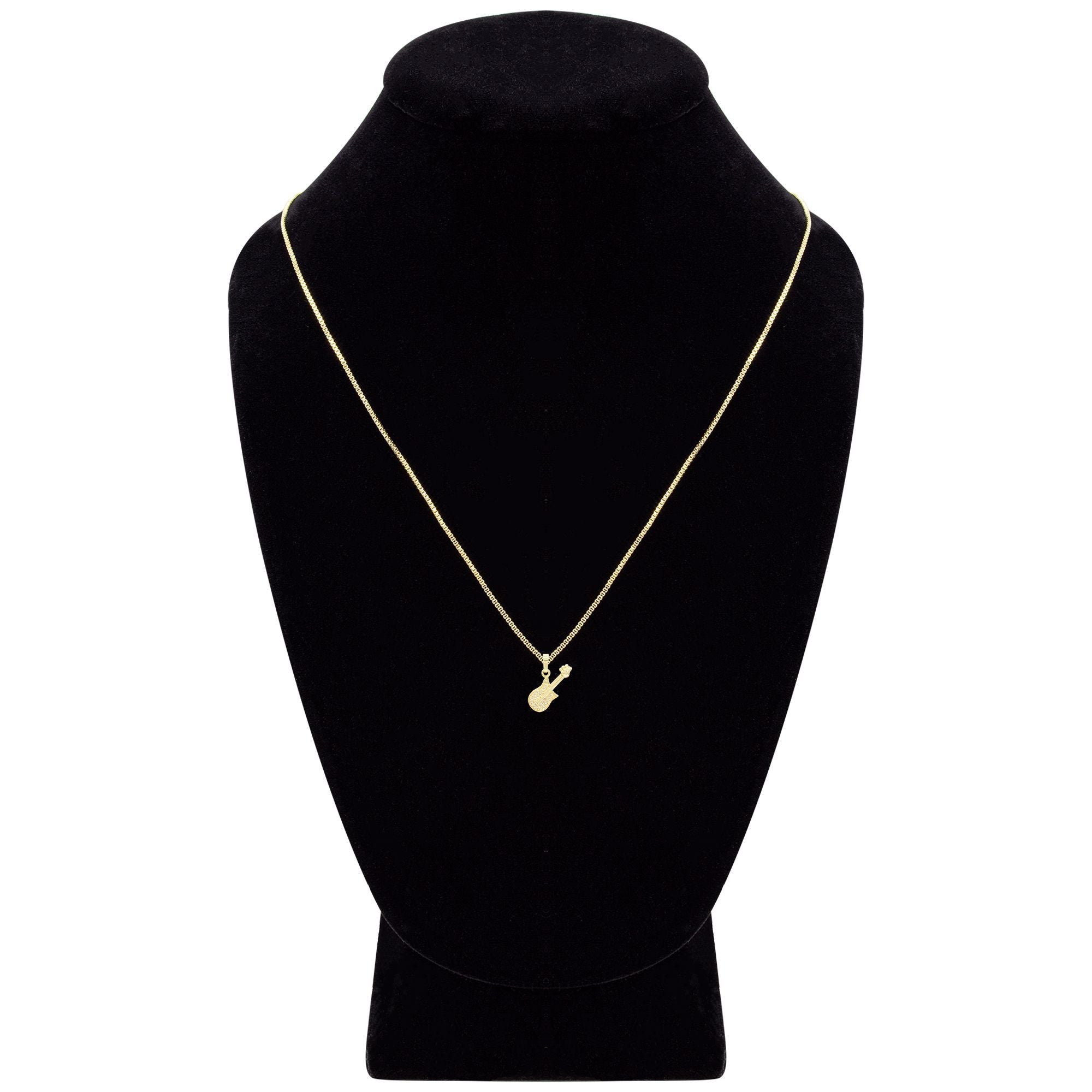 Cubic Zirconia 14K Gold Filled Rock Guitar Pendant Necklace Set
